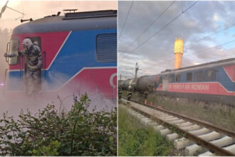 incendiu la locomotiva unui tren cu 36 de vagoane care transporta titei au intervenit pompierii din prahova 683a0b78a4e6d