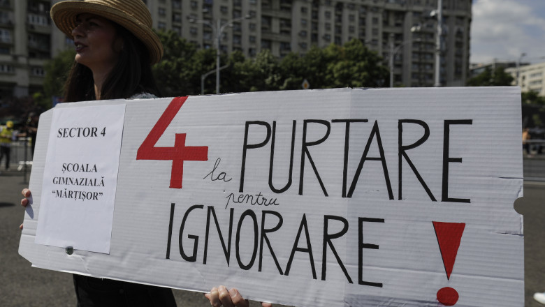 protest al sindicalistilor din educatie in 18 iunie prin purtarea de banderole sau ecusoane care le sunt nemultumirile 684c29ac859c0