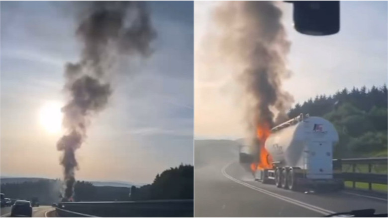video camion cu ciment cuprins de flacari in cluj incendiul a izbucnit la cabina vehiculului 68414f2c1b561