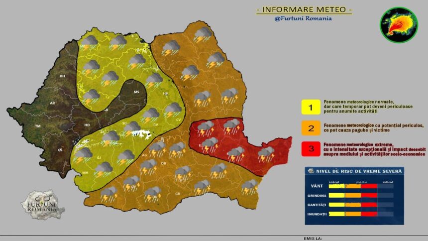atentionare de averse torentiale vijelii si grindina oltul sub cod galben 68790a4bf2c32