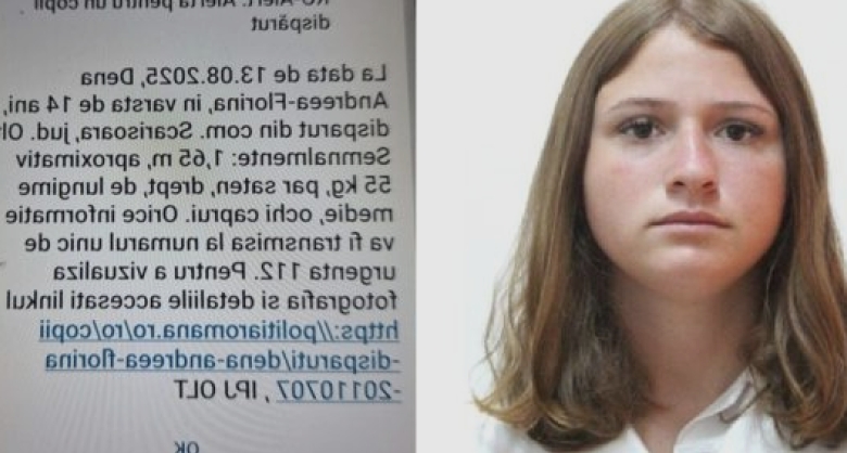 fata de 14 ani din olt disparuta cu trei zile in urma de negasit politia a transmis mesaje ro alert 68a2f431353a7
