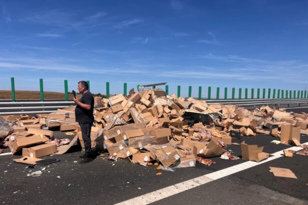 foto trafic blocat pe dex 12 in zona localitatii negreni dupa impactul intre doua tir uri 68ad9a649195f