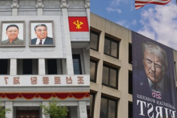 trump si a pus un portret imens pe o cladire publica democratii au luat foc multumim gloriosului conducator 68adf5261fe66