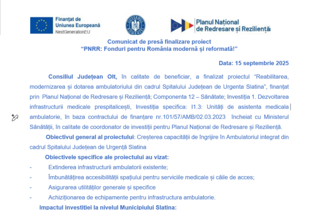 comunicat de presa finalizare proiect pnrr fonduri pentru romania moderna si reformata 68cbd171da3fd