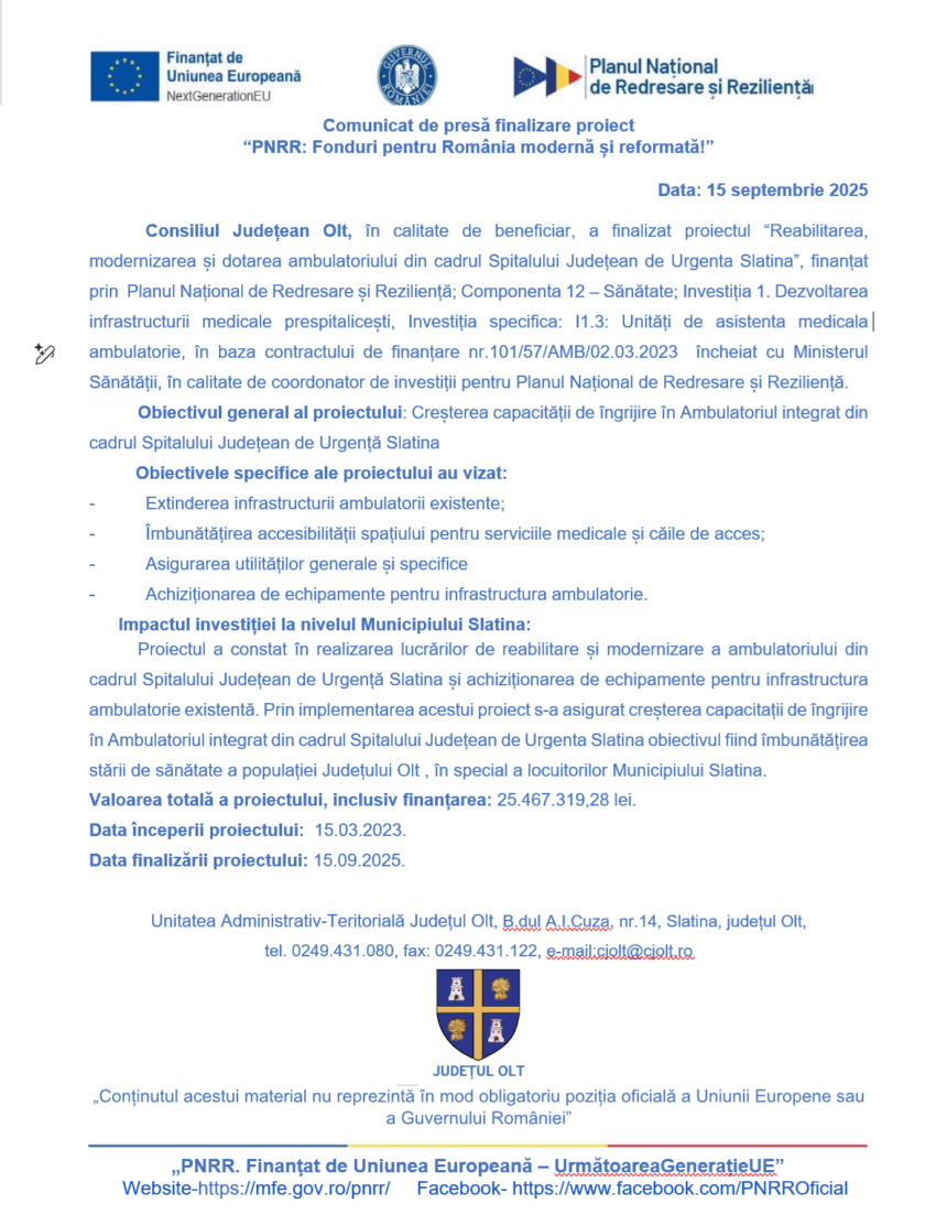comunicat de presa finalizare proiect pnrr fonduri pentru romania moderna si reformata 68cbd171da3fd