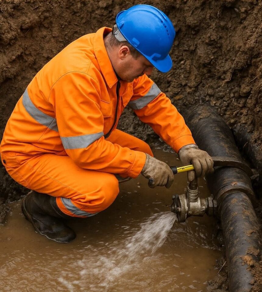 strada din slatina blocata din cauza unei avarii la reteaua de apa 68c900e9560a2