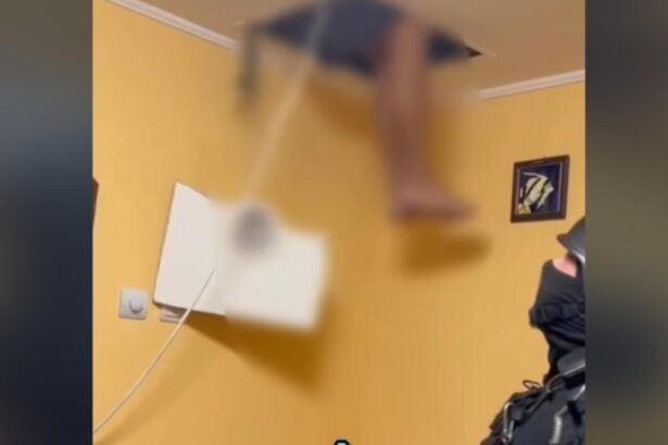 video momentul in care un infractor coboara din tavanul fals unde s a ascuns de frica mascatilor 68cd5b9f339ae