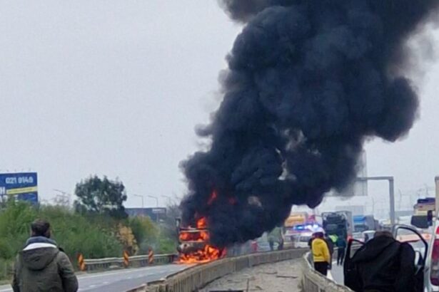 incendiu violent pe a1 circulatie oprita dupa ce un tir a luat foc in mers foto 68e3b59a30dd7