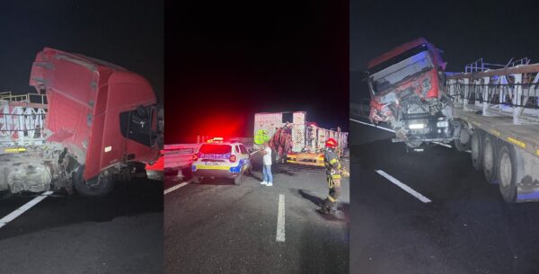 un tir a intrat in parapetul metalic de pe drumul expres 12 in olt la negreni foto 690859b8df86b