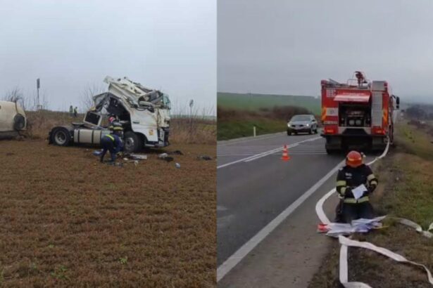 alerta in judetul vaslui o cisterna incarcata cu 25 de tone de motorina s a rasturnat intre husi si albita 694284d831b6d