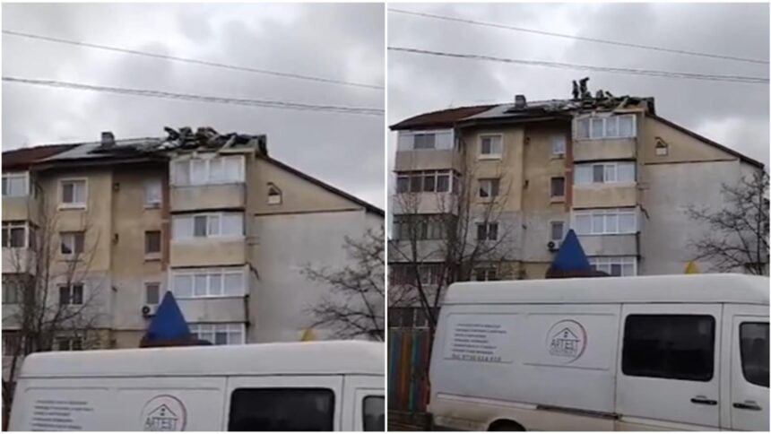 rafale de uragan in iasi acoperisul unui bloc a fost luat de vant 695277a28f478