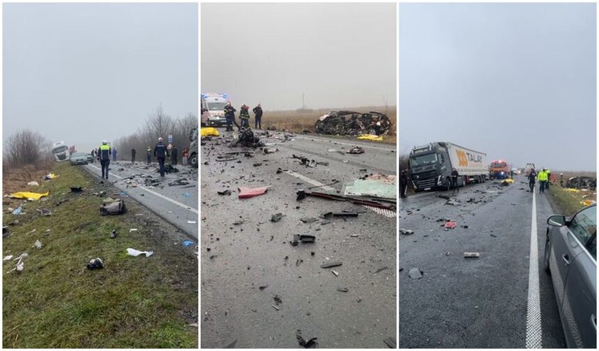 video grav accident pe e70 cel putin 6 persoane au murit impact devastator intre un microbuz un tir si o autocisterna 6978ac61b9e7d