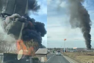 incendiu de proportii la o vulcanizare din judetul sibiu traficul pe dn 1 la vestem este blocat video 698f1b4fbe4cb